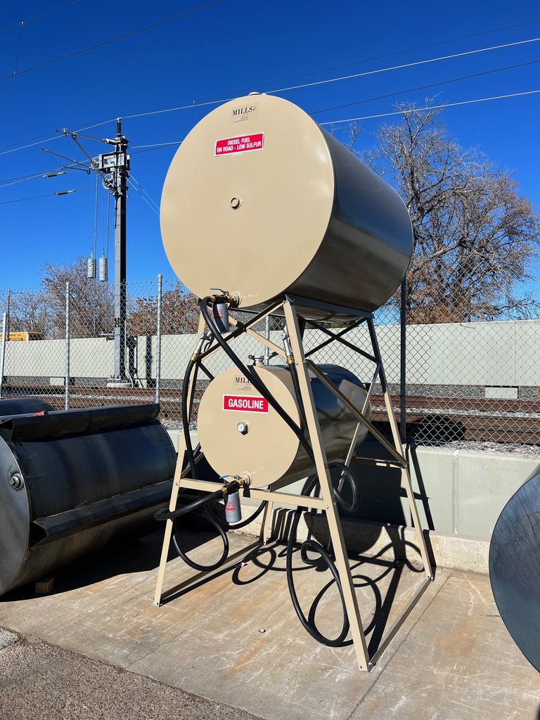 500 Gallon Overhead Farm Fuel Tanks with Stand - Complete | Mills